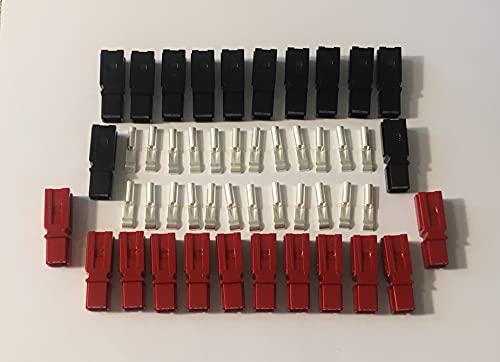 MUDHEN 15 Amps Powerpole Connectors, PP15 to 45, Red and Black Housing, w/16-20 AWG Heavy Duty Contact, 600V (Pack of 12 Set) F