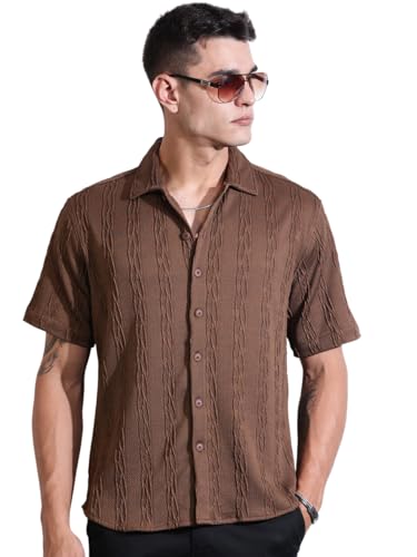 Image of Thomas Scott Men Polyester Blend Solid Oversized Fit Shirt