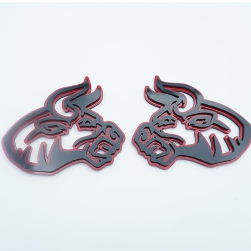 Image of 2Pc Angry Bull Badge 3D Emblem Custom Sticker Nameplate Replacement for Universal Car Body Motorcycle SUV Door Window Decoration (Redline)