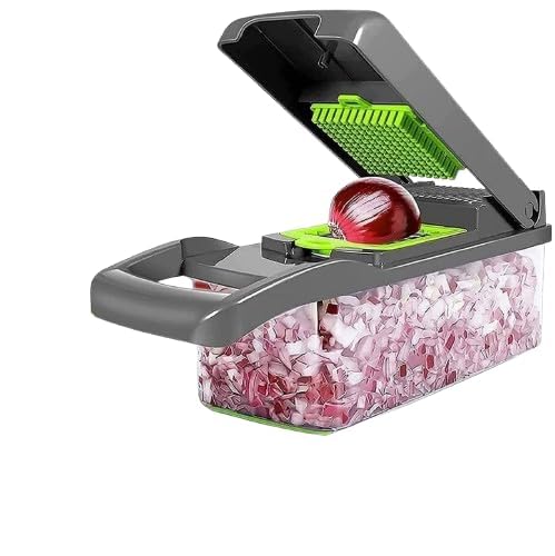 Manual Vegetable Cutter 14-in-1 Food Chopper with 8 Blades Onion Chopper with Storage Box Multipurpose Slicer Dicer for Fruits