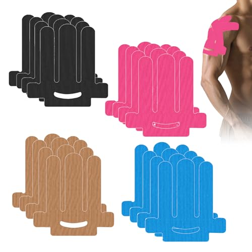CUVZORA 16 cintas de kinesiología para hombros, precortadas para dolor de hombros y apoyo deportivo, cinta de kinesiología de algodón, resistente al agua y agradable a la piel con sujeción elástica