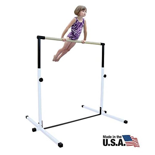 White 3-5ft Adjustable Horizontal Bar Gymnastics Junior Kip Bar