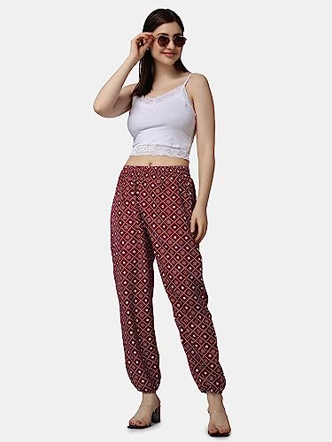 Image of POPWINGS Casual Printed Joggers for Summer || Stylish Women Joggers for Summer || Loose-Fit Pull On Joggers for Women || Women Joggers Pants for Summer