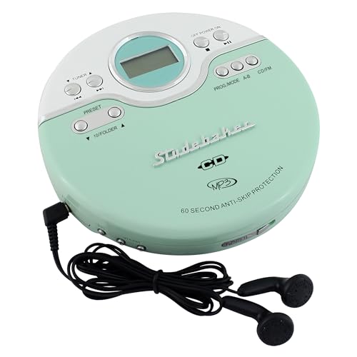 Studebaker SB3703MW Joggable Personal CD/MP3 Player with Audio Book Compatibility, Bookmark Feature and FM PLL Radio - Mint/White by Studebaker - Used condition - US$40.73