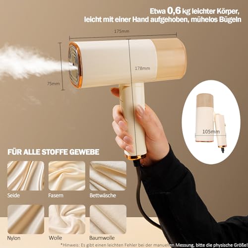 Miniatura 7 de Vaporizador De Ropa Portátil De Mano, Vaporizador De Prendas Para Eliminación De Arrugas, Calentamiento Rápido En 20s, Tanque De Agua Desmontable De 110 Ml, Vaporizador De Viaje Para Hogar Y Oficina