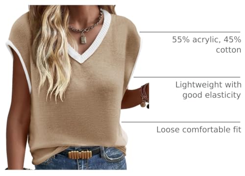 Image of Imily Bela Summer Cap Sleeve Sweater Vest for Women Casual V Neck Sleeveless Knit Pullover Tank Tops 2025 Spring Shirts