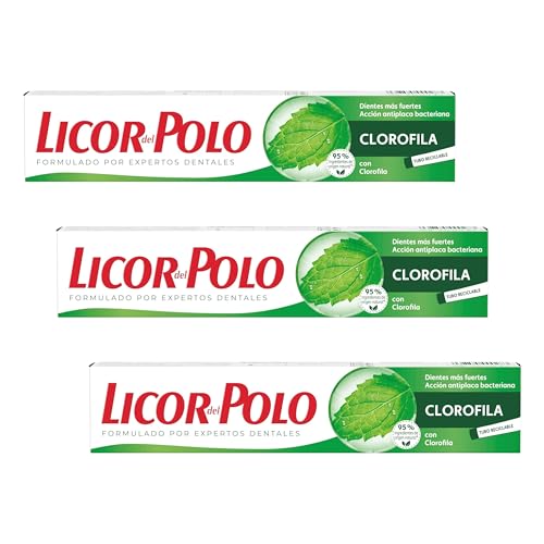 Licor del Polo Clorofila – Pasta de Dientes Refrescante con Flúor – Combate la placa y el mal aliento – 75 ml (Paquete de 3)