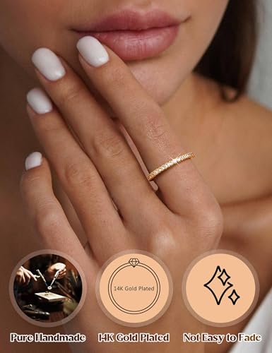 Image of Jstyle Wedding Bands for Women Eternity Band Rings Stackable Cubic Zirconia Ring 2-2.5MM Engagement Band Ring for Women Dainty Simulated Diamond Rings No Tarnish Size 5-9
