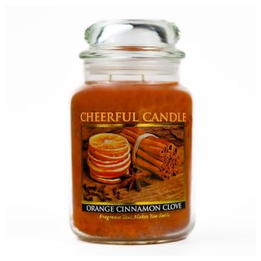A Cheerful Giver - Orange Cinnamon Clove Scented Glass Jar Candle (24 oz) with Lid & True to Life Fragrance Made in USA