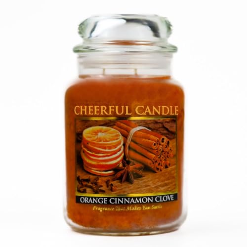 A Cheerful Giver - Orange Cinnamon Clove Scented Glass Jar Candle (24 oz) with Lid & True to Life Fragrance Made in USA