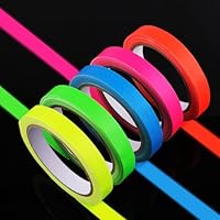 Deepton 5 Rollen Fluoreszierendes Klebeband, Neon Klebeband, Leuchtendes Klebeband, 10m X 15mm Schwarzlicht Klebeband, UV Aktiv Tape, Gaffer Tape für Halloween Handwerk Weihnachtsdeko Partydeko