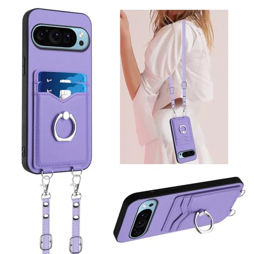 Sacoche téléphone Google Pixel 10 Pro antichoc violette à rabat porte-carte