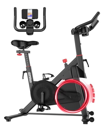 Superun Bicicleta Estática para Interior, Bicicleta Estacionaria con Resistencia Magnética Ajustable, Bicicleta Estacionaria con Pantalla LCD y App, Capacidad de Carga de 136 kg