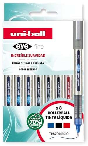 uni-ball Etui 8 Roller Flüssigtinte UB-157 Grundfarben