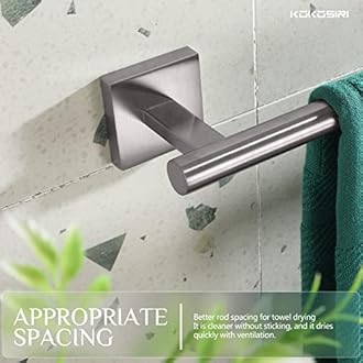 KOKOSIRI Bath Towel Holder Bathroom Accessories Towel Bar for Toilet Kitchen Necklace Holder 20 Inch, 2 Pack Brushed Nickel Stainless Steel B4005BR-L20-P2