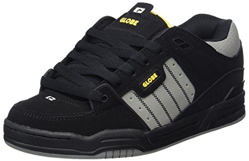 Image of Globe Men's Fusion File Skateboard Shoes, Black Black Grey Yellow, 44.5
