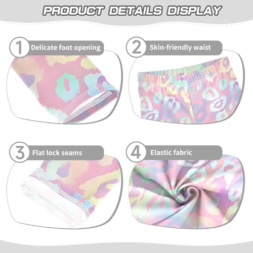 ALAZA Girls' Leggings Children's Yoga Pants Skinny Printed Dance Laser Leopard Cheetah Comfortable 4T2