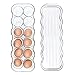 mDesign Stackable Plastic Covered Egg Tray Holder, Storage Container and Organizer for Refrigerator - Dozen-Section Carrier Bin with Lid and Handle - Holds 12 Eggs - Clear