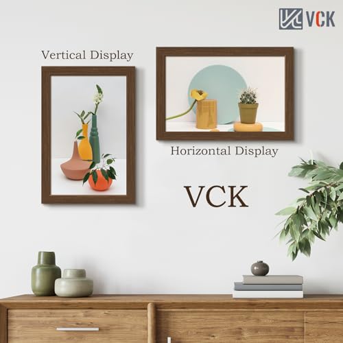 Image of VCK 11x17 Picture Frame Set of 3, Brown Wood Frames, Gallery Wall Decor Photo Frames for Wall Mounting Horizontally or Vertically
