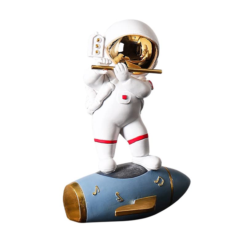 BYVUTE Decoración de astronauta, tocando instrumentos musicales, piano, violín, figuras de mesa de astronauta, decoración de escultura de estante de escritorio, regalos para amantes del espacio,