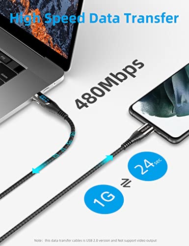 Ocetea USB C to USB C Cable, 100W USB C Charger Cable with LED Display, Type C Fast Charging Cable Compatible with iPhone 16/15 Pro Max, MacBook Pro, iPad Pro, Galaxy S24 Ultra, Pixel, 3.3ft