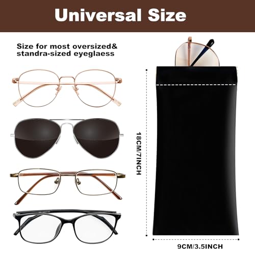 Image of Anikathy 2Pcs Sunglass Eyeglass Glasses Case Soft PU Leather with Cleaning Cloth Portable Glasses Pouch Bag for Men Women