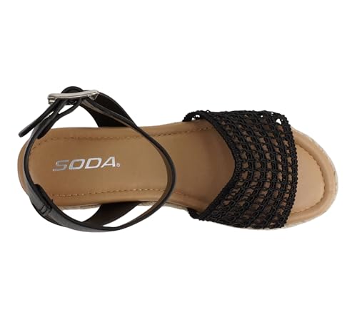 Image of Soda Topic Open Toe Buckle Ankle Strap Espadrilles Flatform Wedge Casual Sandal