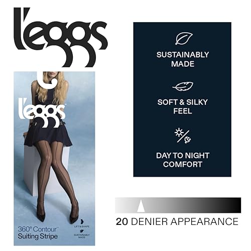 L'eggs Women's 360 Degree Contour Shaping Suiting Stripe Tights | Sheer Toe Pantyhose, Shaper Panty, Compression2