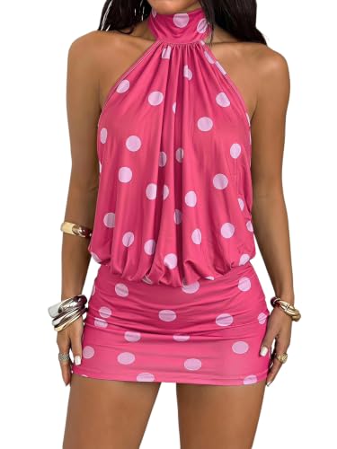 Image of SOLY HUX Women's Halter Mini Dress Y2k Backless Clubbing Cocktail Dresses