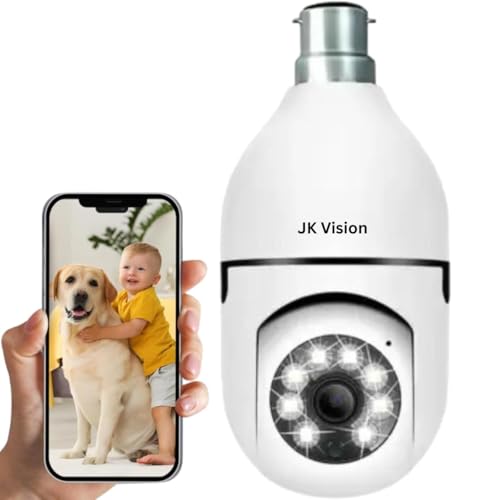 Image of JK Vision Smart WiFi Security Camera 1080P Full HD | 360 Pan 90 Tilt PTZ with Holder | Color Vision | Motion Detection Alert | Multi-User Sharing | Spotlight Function | Indoor CCTV.