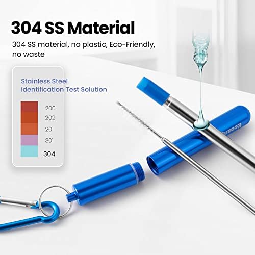 Cruise Ship Essentials,4-Pack reusable Collapsible Stainless Steel Drinking Straws with Aluminum Case,Cleaning Brush,and Keychains (Black&rose gold&silver&red)