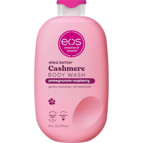 Image of eos Cashmere Body Wash - Pomegranate Raspberry, Moisturizing Body Wash, Creamy Gel Formula, with Shea Butter, Glycerin, Vitamin E, pH Balanced, Sensitive Skin, Vegan, 16 fl oz