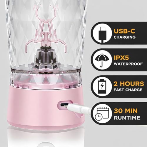 Image of DIAMOND X Mixer Grinder (Made with Tritan), 7500 RPM, IPX5 Waterproof, Type-C Cable, Portable Mixer Cup with STORAGE BOX, Mixer Electric (Pastel Rosette)