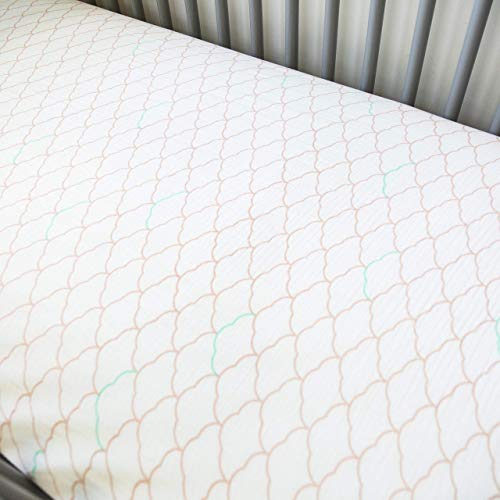 Image of Newton Baby Fitted Mini Crib Sheets (2-Pack) | Organic Muslin Cotton, Breathable & Soft Baby Sheets, Washable Baby Mattress Sheets, Fits Mini Crib Mattresses 24 inch x 38 inch, Dreamweaver Coral & Plain White