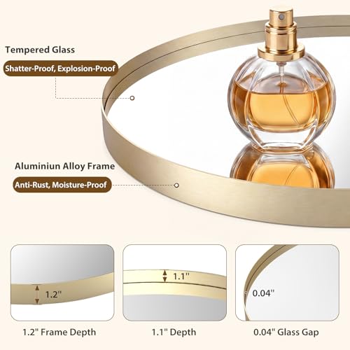 Image of Sweetcrispy Bathroom Round Mirror for Over Sink, 20 Inch Wall Circle Mirror with Matte Metal Frame, Modern Wall Mount Vanity Mirrors for Home Decor, Living Room, Bedroom, Gold