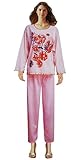 Damen Schlafanzug, Pyjama im floralen Print in Blau, Gr. M, D272e