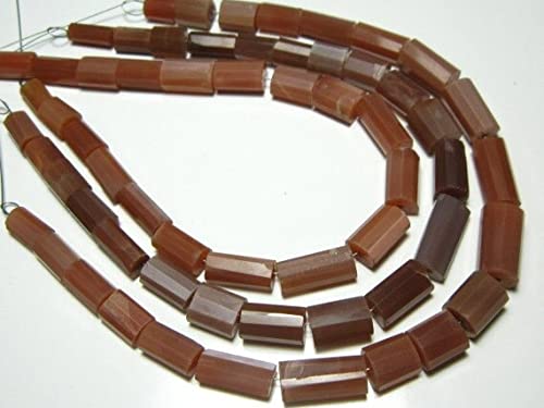 Pierre de lune pêche foncée AA perles tonneaux 8-12mm LKBEADS