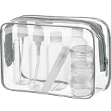 MOCOCITO Necesers Transparentes y 1 Bolsa de Vuelo para Líquidos (20x20 CM,1L), Bolsa de Cosméticos Impermeable para Hombre y Mujer
