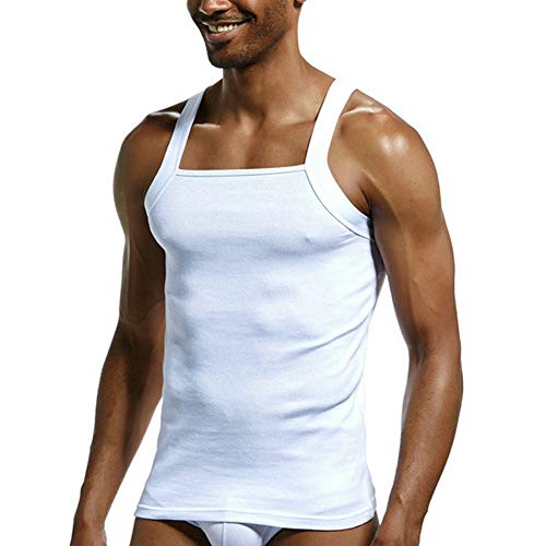 Men's G-Unit Style Square Cut Tank Tops Cotton Comfort Stretch Workout Vest Wife Beater