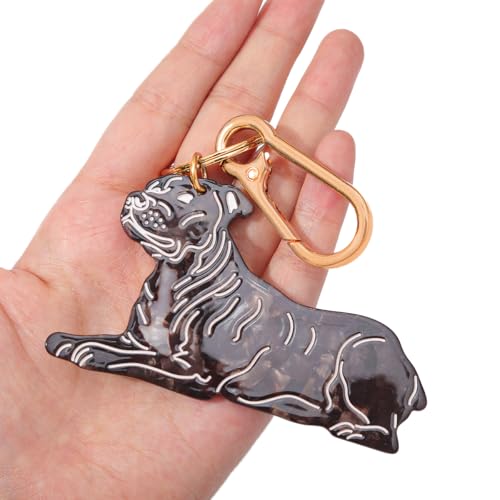 Dog-Shaped Bag Clasp & Keychain Charm- Acetate Animal Clip with Gold-Tone Metal