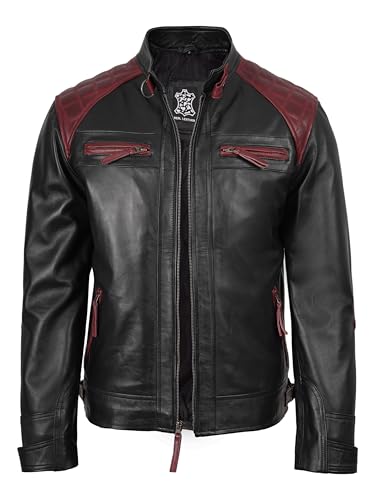 Image of Decrum Leather Jacket Men - Cafe Racer Style Real Lambskin Leather Jackets For Men