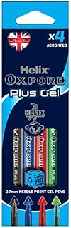Helix Oxford Plus Gel Pens (x4 Pack Assorted Colours) with Plastic Free Packaging