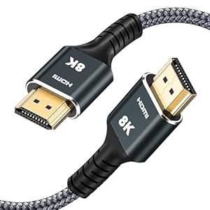Cable HDMI 8K de ultra alta velocidad de 3.3 pies/3.3 ft (48 Gbps), 4K a 120 Hz, 8 K a 60 Hz, eARC, DTS-HD. Compatible con PS5, PC, monitores, televisores y más. Duradero y de alto