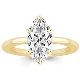 RURULUYA 2CT Elongated Marquise Cut Engagement Ring,Simulated Diamond Promise Ring,925 Sterling Silver 18K Yellow Gold Plated Ring(6#)