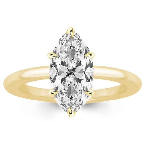2CT/3.5CT Elongated Marquise Cut Engagement Ring,Simulated Diamond Promise Ring,925 Sterling Silver 18K White/Yellow Gold Plated Ring