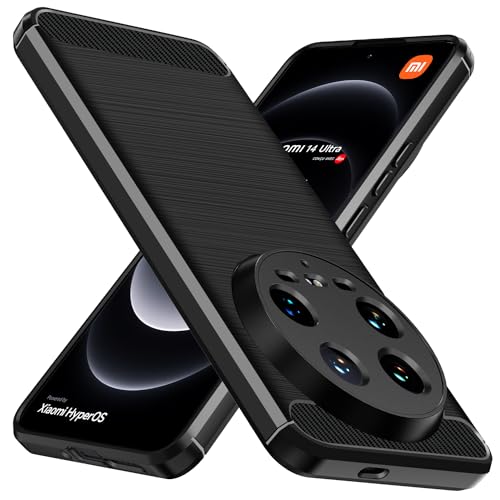 ivoler Funda para Xiaomi 14 Ultra, [Protección Militar] Carcasa Protectora Antigolpes, Fina Suave TPU Silicona Caso Delgada Anti-Choques Antihuellas Bumper Case, Negro