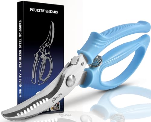 La Mejor Recopilación de Tijeras para aves que puedes comprar esta semana. 45 Tijeras de aves de corral resistentes – Tijeras de cocina para cortar pollo, aves de corral, caza, carne, picar vegetales, con resorte – Azul