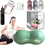 Durable Peanut Ball for Pregnancy Labor - Thick Antiburst Birth Ball - Green (Pump Included)