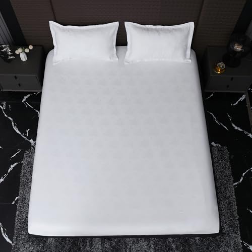 Image of Story@Home 500TC Super Soft Elegant Rose Flower Printed Bedsheet Long Staple Premium Cotton Compact Yarn Super King Size (108 inch x 108 inch) 2 Pc Pillow Cover Size (18 inchx27 inch)- White Roses