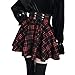 Produktbild fexgaoo Damen Plaid Glencheck A-Linie Hohe Taille Flare Plissee Mini Schwarz Rock Kleid